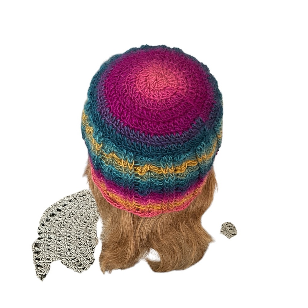 Handmade Crochet Beanie Soft Colorful Adult with ribbed and scallop design - Picture 5 of 5